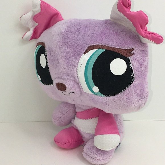 Littlest Pet Shop Plush Wackiest Dog Purple Pink Stuffed Animal Hasbro Big Eyes - Picture 3 of 12